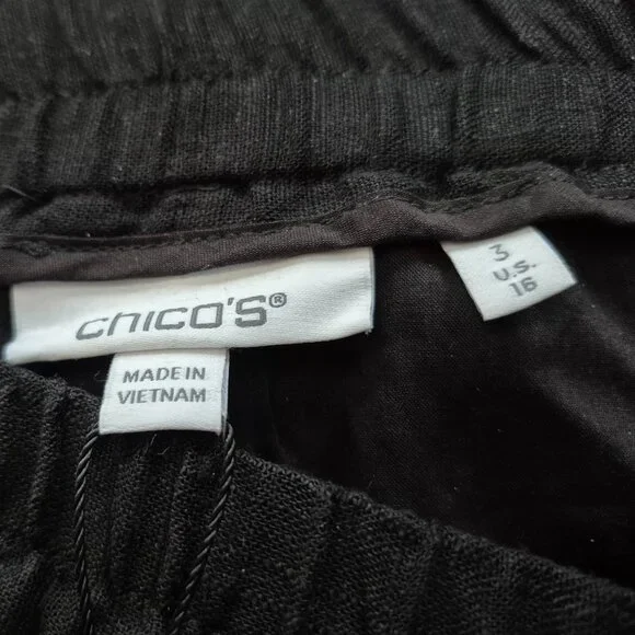 Chico's embroidered wide-leg cropped pants, black/neutral, sizes M and L - Picture 7 of 10